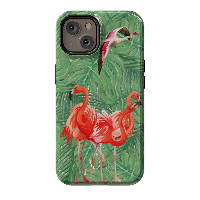 iPhone 14 StrongFit Flamingo Jungle  by  Utart