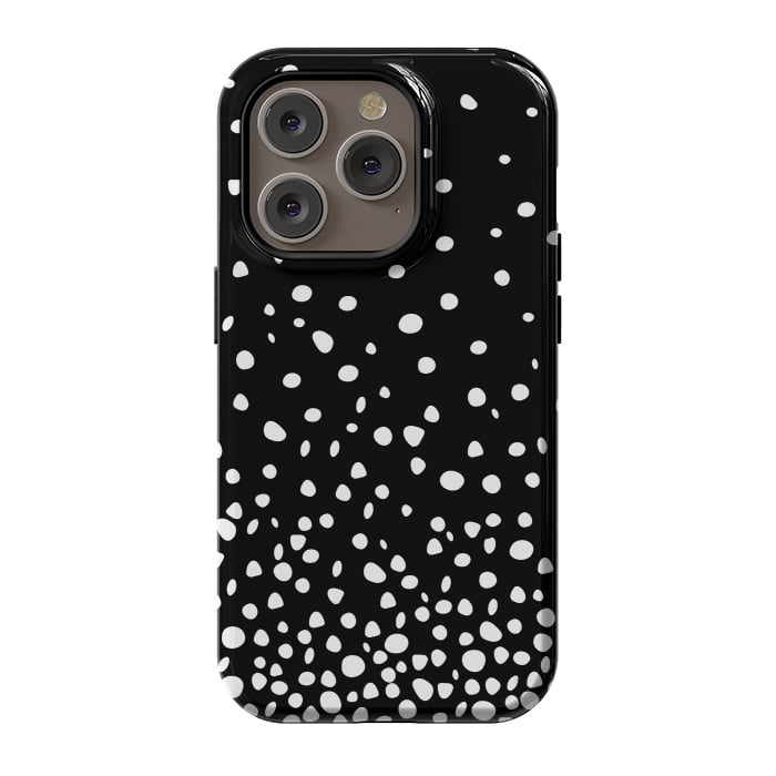 iPhone 14 Pro StrongFit White on Black Polka Dot Dance by DaDo ART
