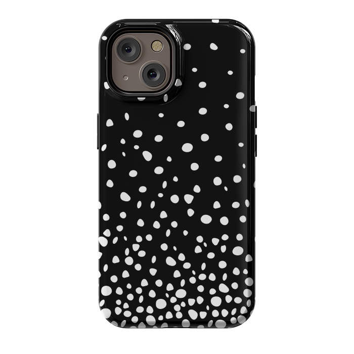 iPhone 14 StrongFit White on Black Polka Dot Dance by DaDo ART
