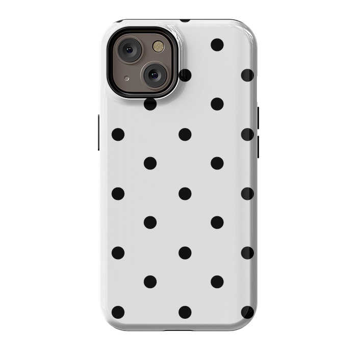 iPhone 14 StrongFit Simply black polka dots on white  by DaDo ART