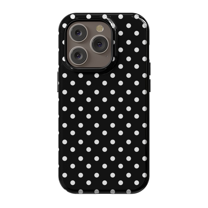 iPhone 14 Pro StrongFit Cute little white polka dots on black by DaDo ART