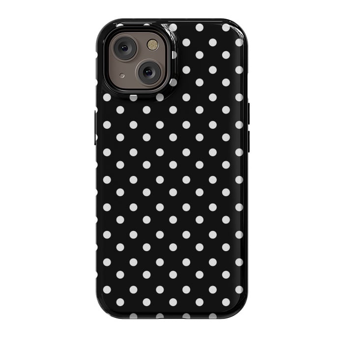 iPhone 14 StrongFit Cute little white polka dots on black by DaDo ART