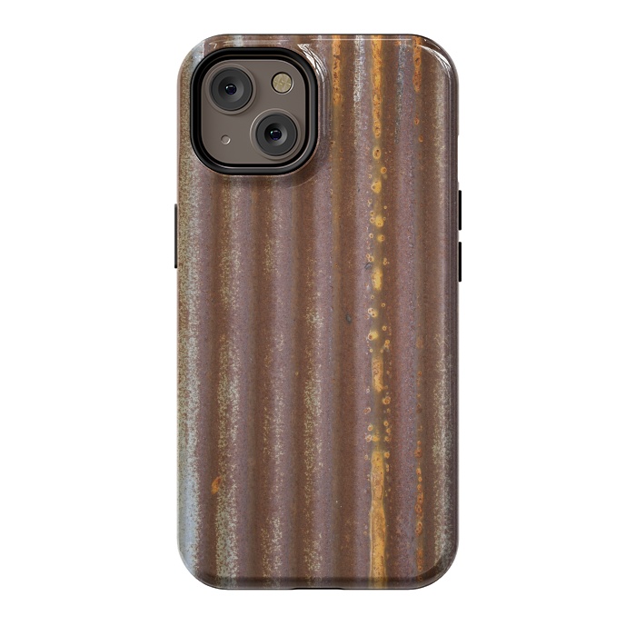 iPhone 14 StrongFit Old Rusty Corrugated Sheet 2 by Andrea Haase
