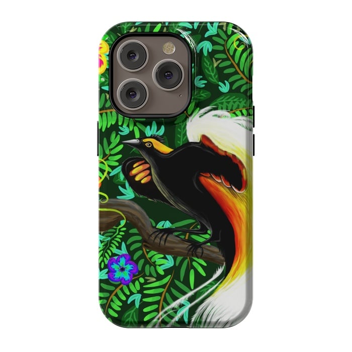 iPhone 14 Pro StrongFit Paradise Bird Fire Feathers   by BluedarkArt
