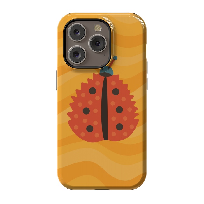 iPhone 14 Pro StrongFit Orange Ladybug With Autumn Leaf Disguise by Boriana Giormova