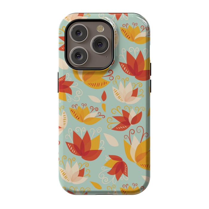 iPhone 14 Pro StrongFit Whimsical Abstract Colorful Lily Floral Pattern by Boriana Giormova