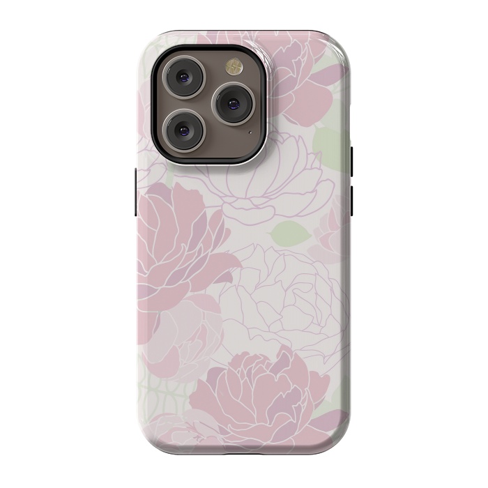 iPhone 14 Pro StrongFit Abstract Pink Peony Pattern by  Utart