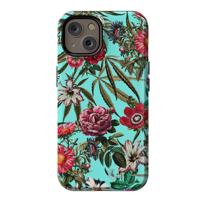 iPhone 14 StrongFit Marijuana and Floral Pattern II by Burcu Korkmazyurek