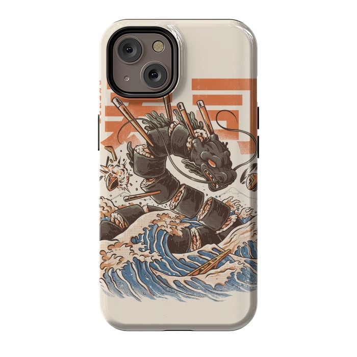 iPhone 14 StrongFit Great Sushi Dragon  by Ilustrata