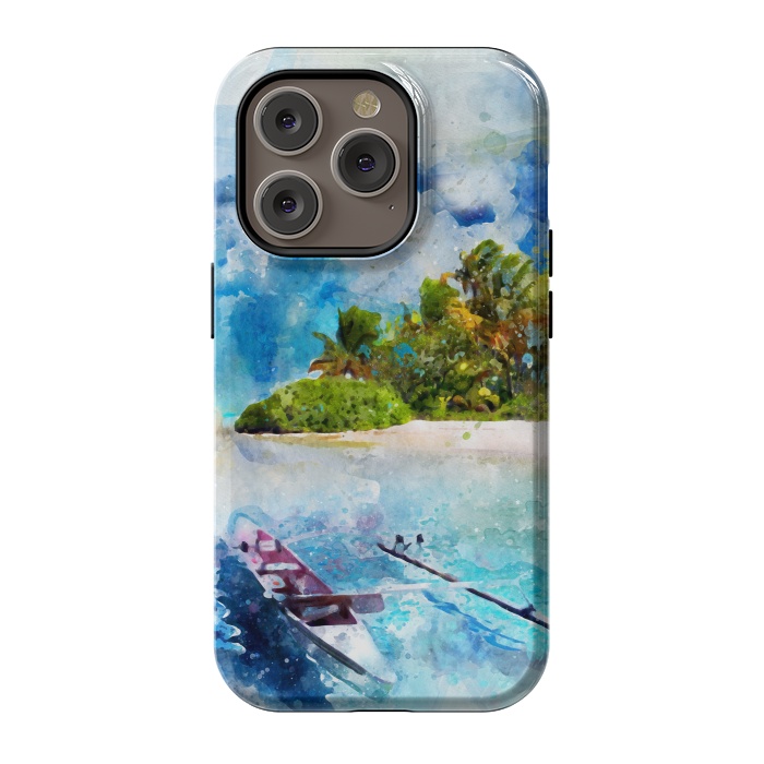 iPhone 14 Pro StrongFit Boat at Island by Creativeaxle