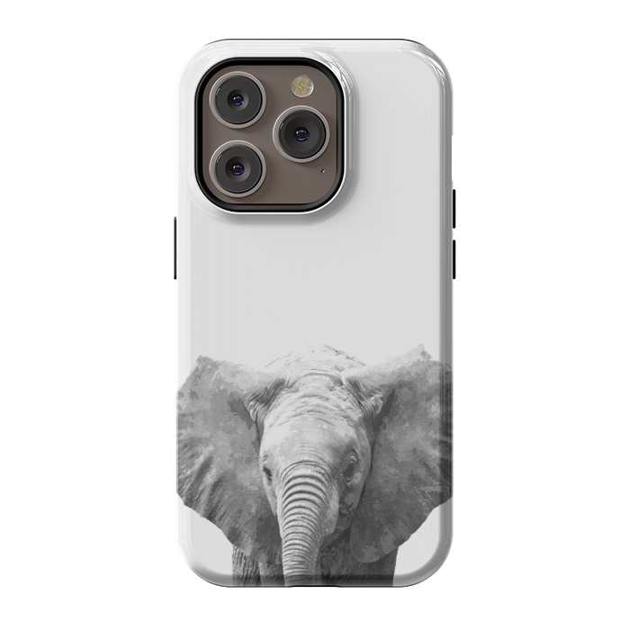 iPhone 14 Pro StrongFit Black and White Baby Elephant  by Alemi