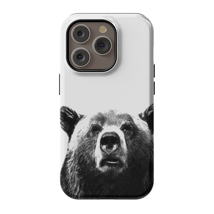iPhone 14 Pro StrongFit Black and White Bear by Alemi