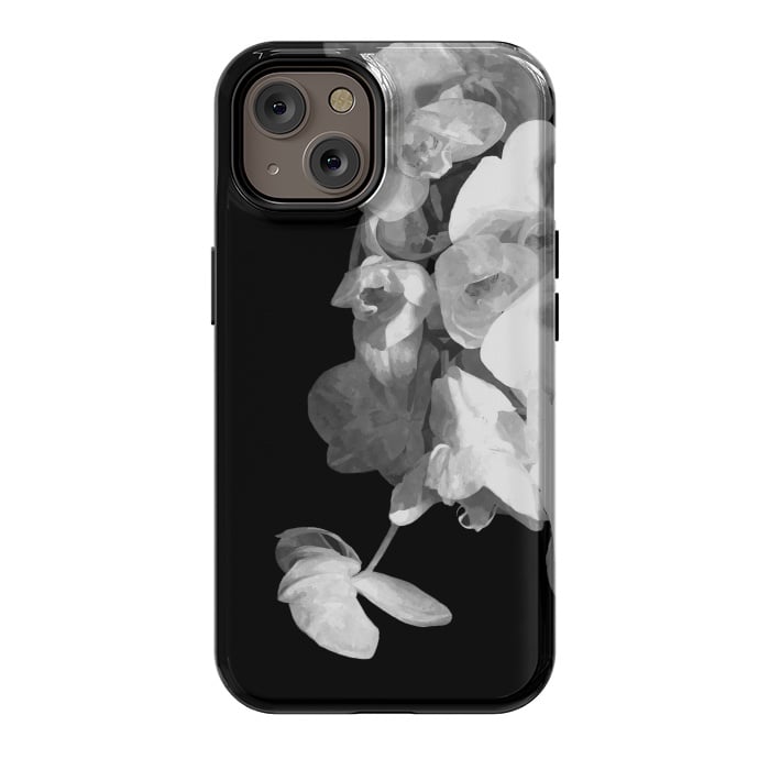 iPhone 14 StrongFit White Orchids Black Background by Alemi