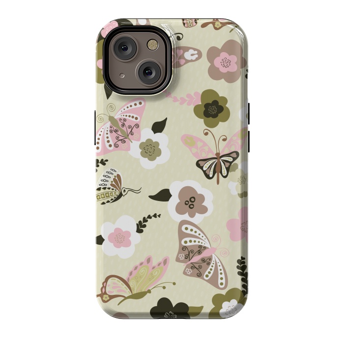 iPhone 14 StrongFit Beautiful Butterflies on Mint Green by Paula Ohreen