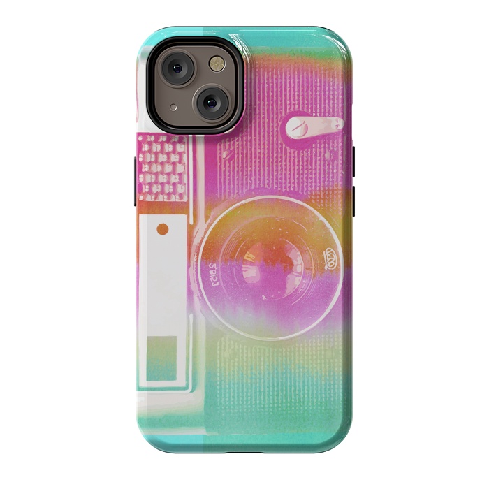 iPhone 14 StrongFit Colorful pastel vintage camera by Oana 