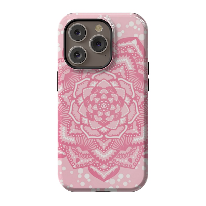 iPhone 14 Pro StrongFit Pink flower mandala by Jms