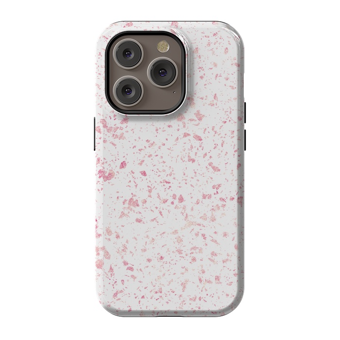 iPhone 14 Pro StrongFit Classy vintage marble rose gold terrazzo design by InovArts
