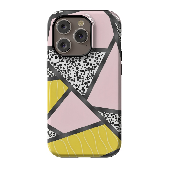iPhone 14 Pro StrongFit Geometric pink black by Jms