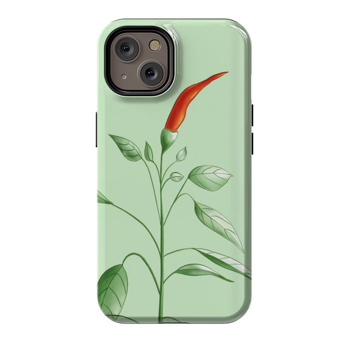 iPhone 14 StrongFit Hot Chili Pepper Plant Botanical Illustration by Boriana Giormova