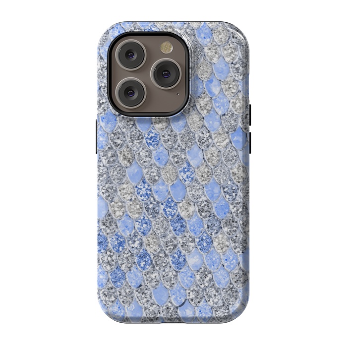 iPhone 14 Pro StrongFit Blue and Silver Sparkling Mermaid Scales by  Utart