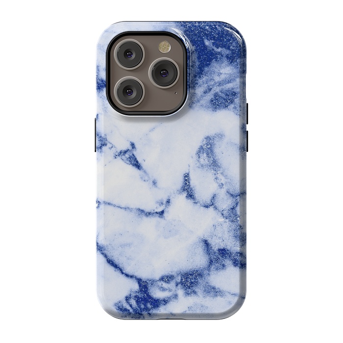 iPhone 14 Pro StrongFit Blue Veined Glitter Marble by  Utart