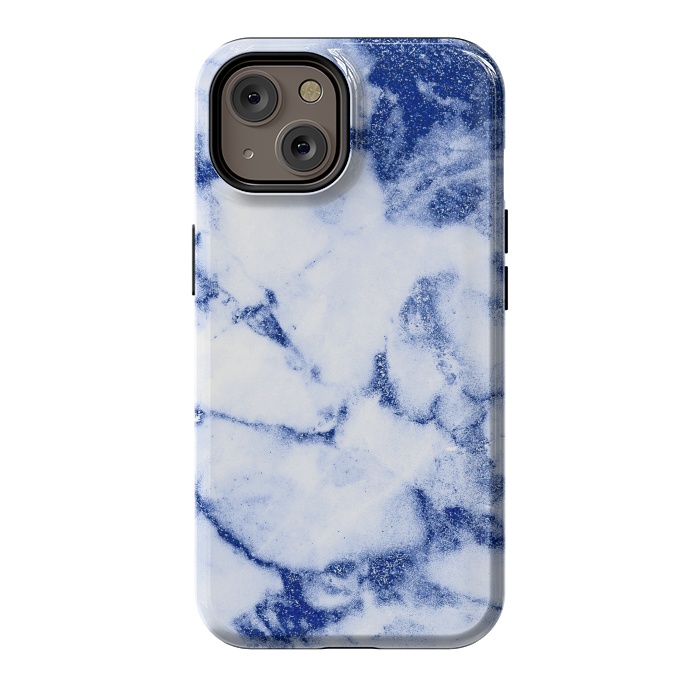 iPhone 14 StrongFit Blue Veined Glitter Marble by  Utart
