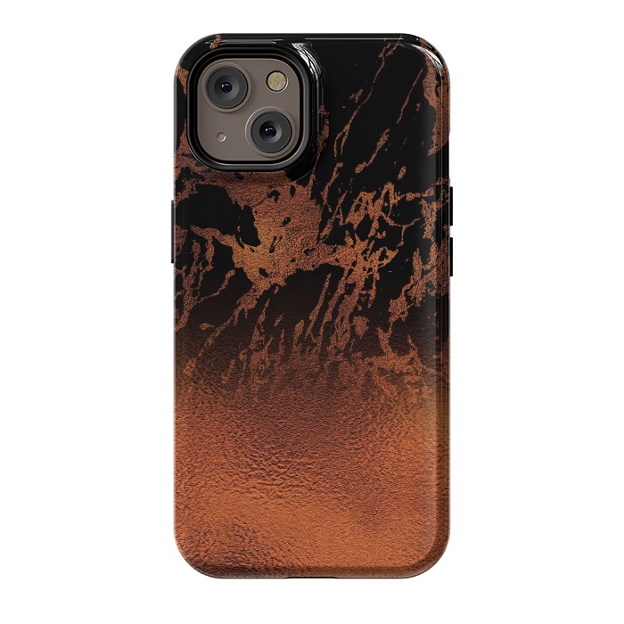 iPhone 14 StrongFit Copper Gold and Black Marble  by  Utart