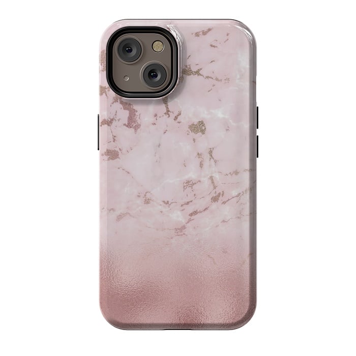 iPhone 14 StrongFit Rose Gold Glitter Marble Blush by  Utart