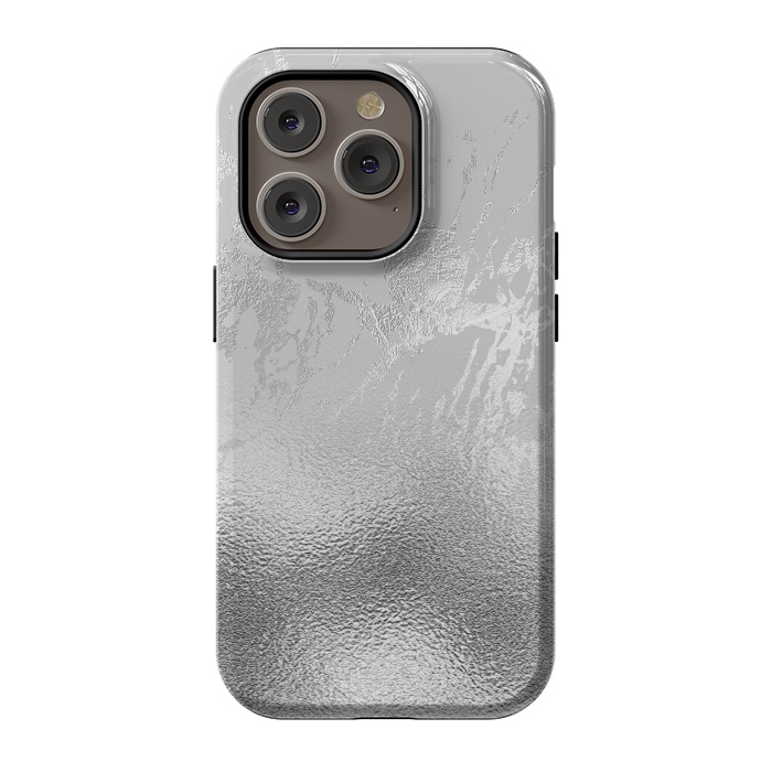 iPhone 14 Pro StrongFit Silver Marble and Glitter Foil by  Utart