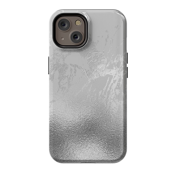 iPhone 14 StrongFit Silver Marble and Glitter Foil by  Utart