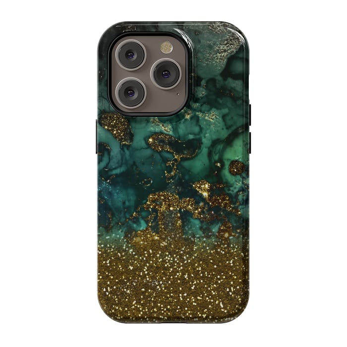 iPhone 14 Pro StrongFit Green Malachite Marble and Gold Glitter by  Utart