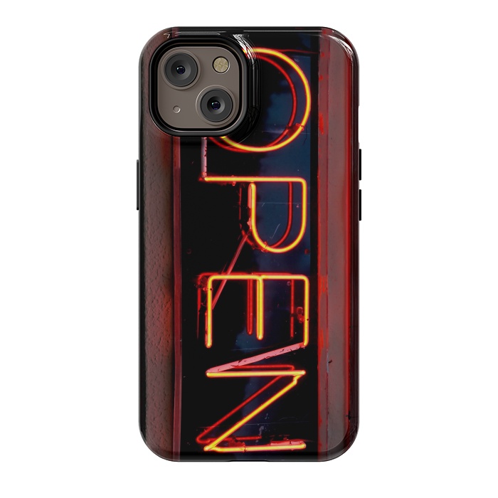 iPhone 14 StrongFit Neon Sign Word Open by Andrea Haase