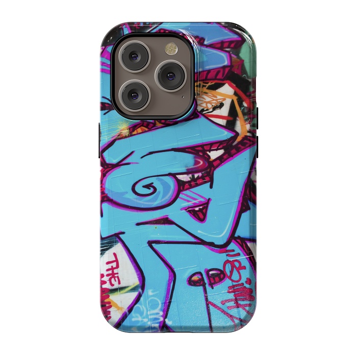 iPhone 14 Pro StrongFit Blue Graffiti Tag by Andrea Haase