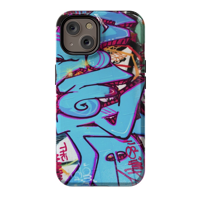 iPhone 14 StrongFit Blue Graffiti Tag by Andrea Haase
