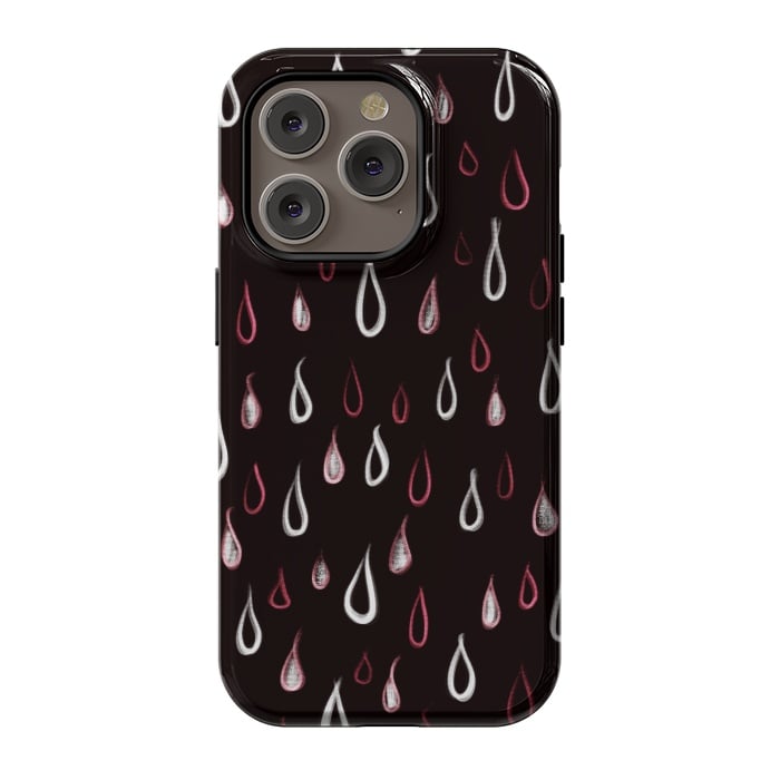 iPhone 14 Pro StrongFit Dark White And Red Raindrops Pattern by Boriana Giormova