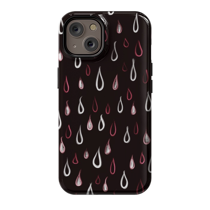 iPhone 14 StrongFit Dark White And Red Raindrops Pattern by Boriana Giormova