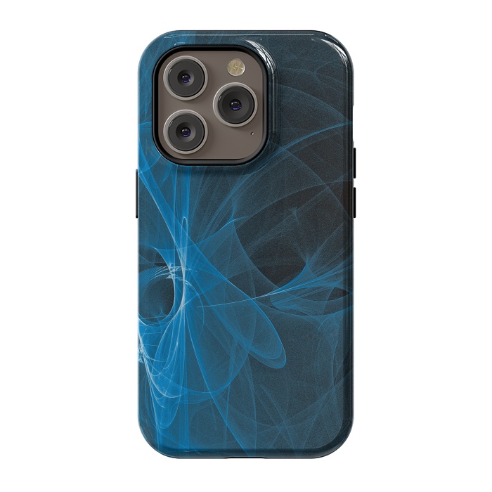 iPhone 14 Pro StrongFit Blue Light Fractals On Black by Andrea Haase