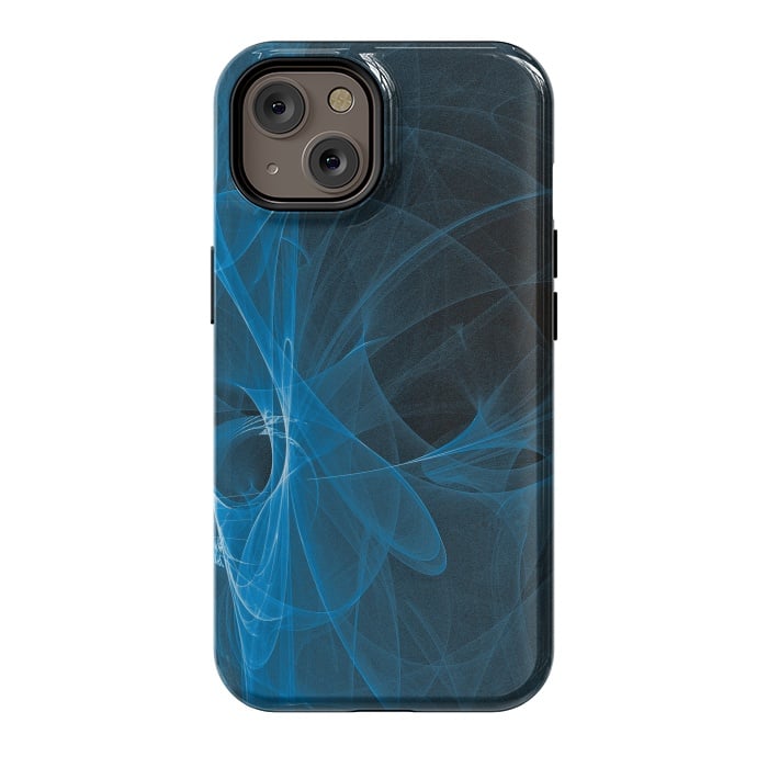 iPhone 14 StrongFit Blue Light Fractals On Black by Andrea Haase
