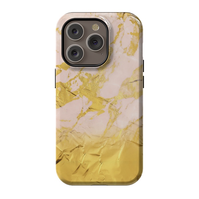 iPhone 14 Pro StrongFit Gold Foil and Pink Marble Glamour by  Utart