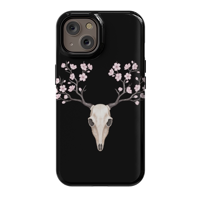 iPhone 14 StrongFit Deer skull black by Laura Nagel