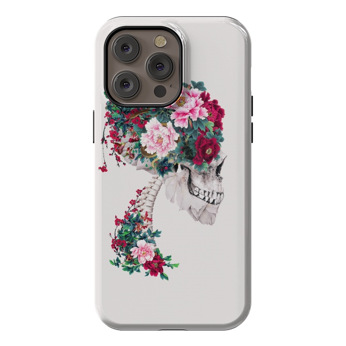 iPhone 14 Pro max StrongFit Skull with Peonies by Riza Peker
