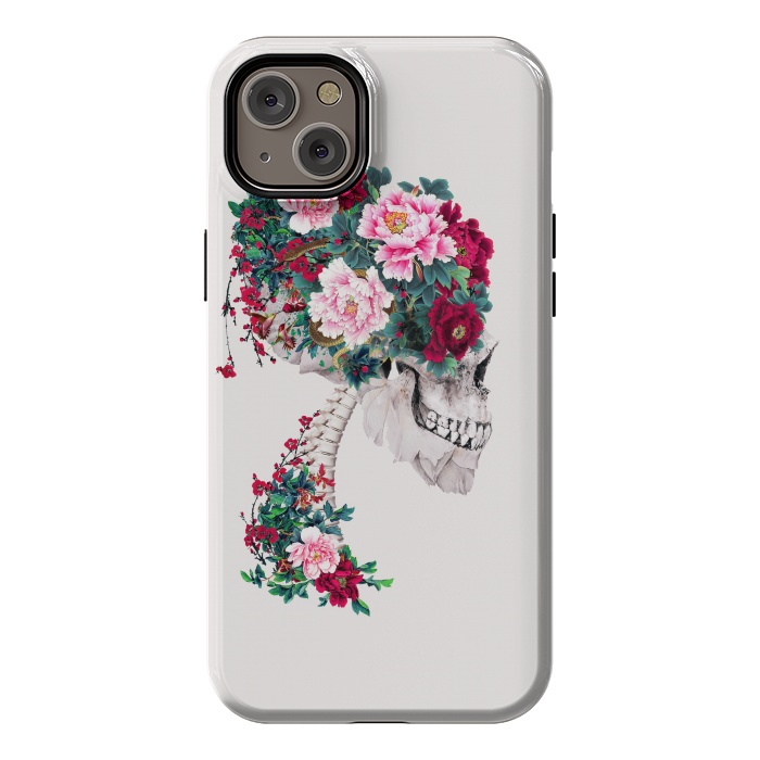 iPhone 14 Plus StrongFit Skull with Peonies by Riza Peker