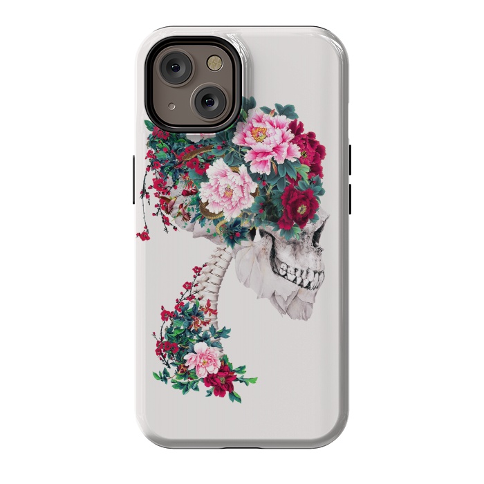 iPhone 14 StrongFit Skull with Peonies by Riza Peker