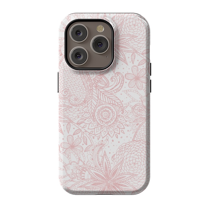 iPhone 14 Pro StrongFit Boho chic floral henna mandala image by InovArts