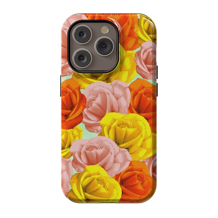 iPhone 14 Pro StrongFit Roses Pastel Colors Floral Collage by BluedarkArt
