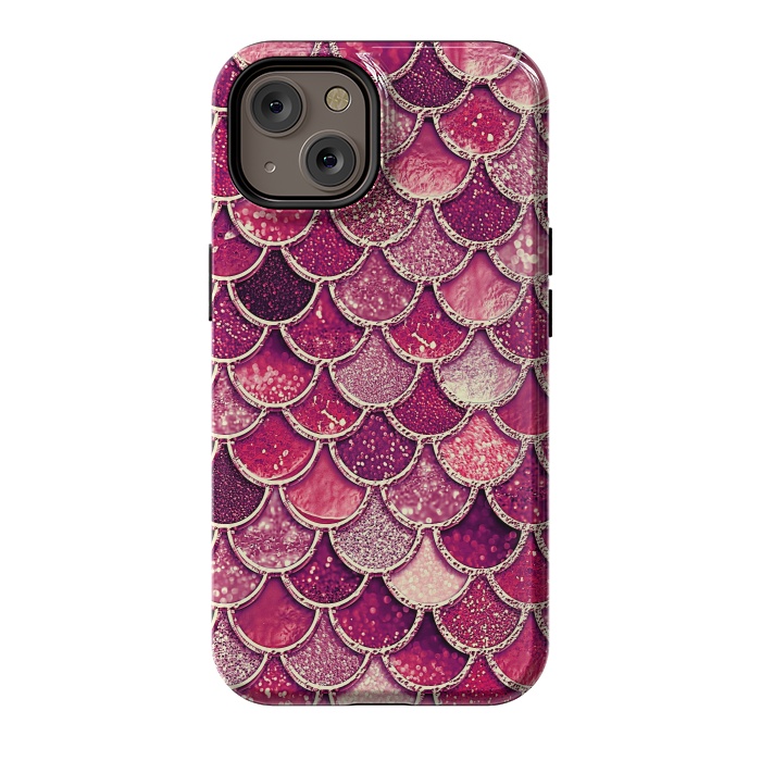 iPhone 14 StrongFit Pink and Purple Pretty Sparkling Mermaid Scales  by  Utart