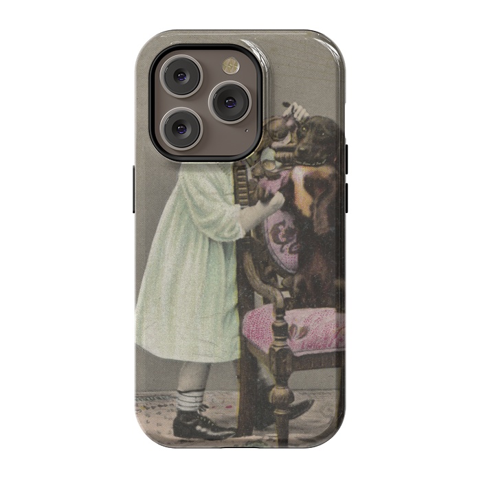 iPhone 14 Pro StrongFit Vintage Girl With Dog by Andrea Haase