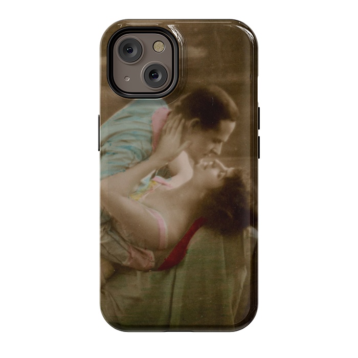 iPhone 14 StrongFit Old Postcard Kissing Couple by Andrea Haase