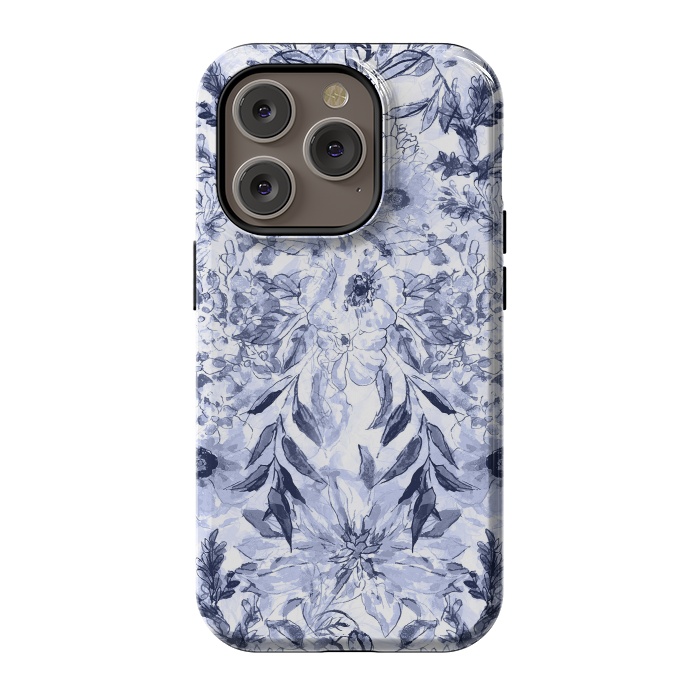 iPhone 14 Pro StrongFit Watercolor grey floral hand paint by InovArts