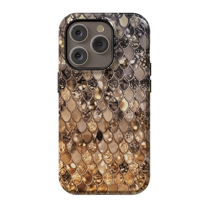 iPhone 14 Pro StrongFit Old Gold and Bronze Mermaid Scales Pattern by  Utart